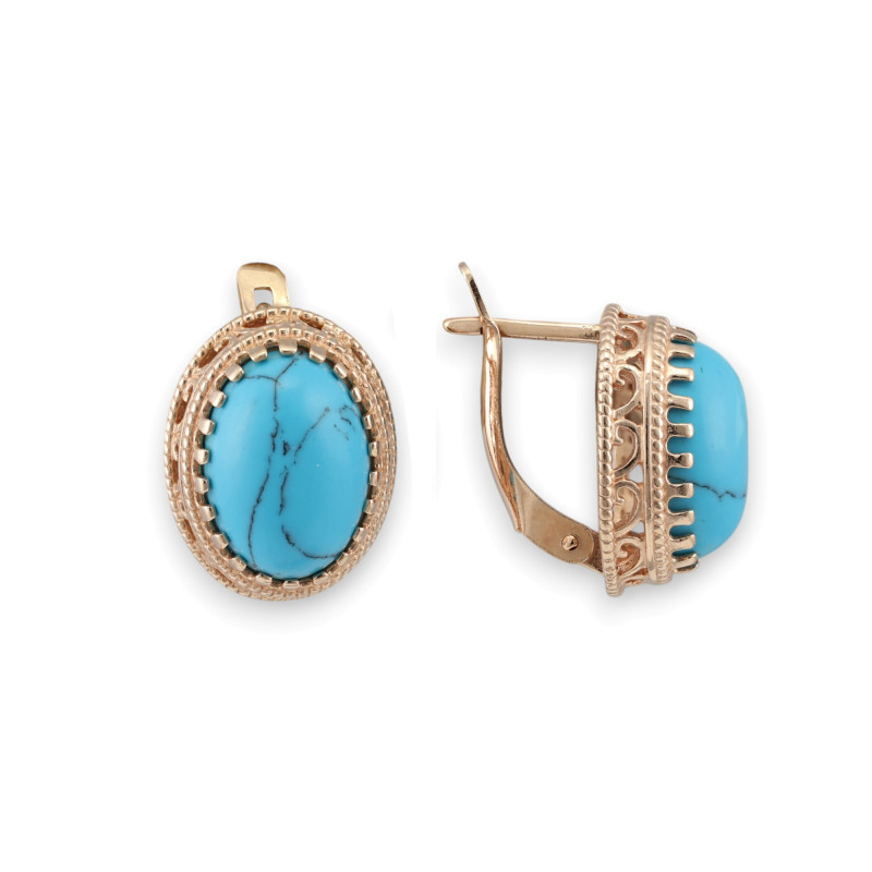 Серьги с бирюзой и позолотой