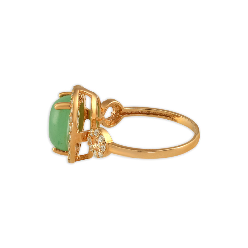 Серебряное кольцо с нефритом и фианитами