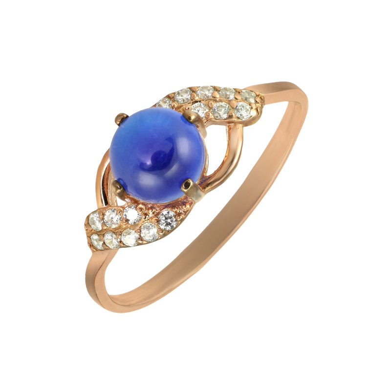 Кольцо из серебра с сапфиром и фианитами