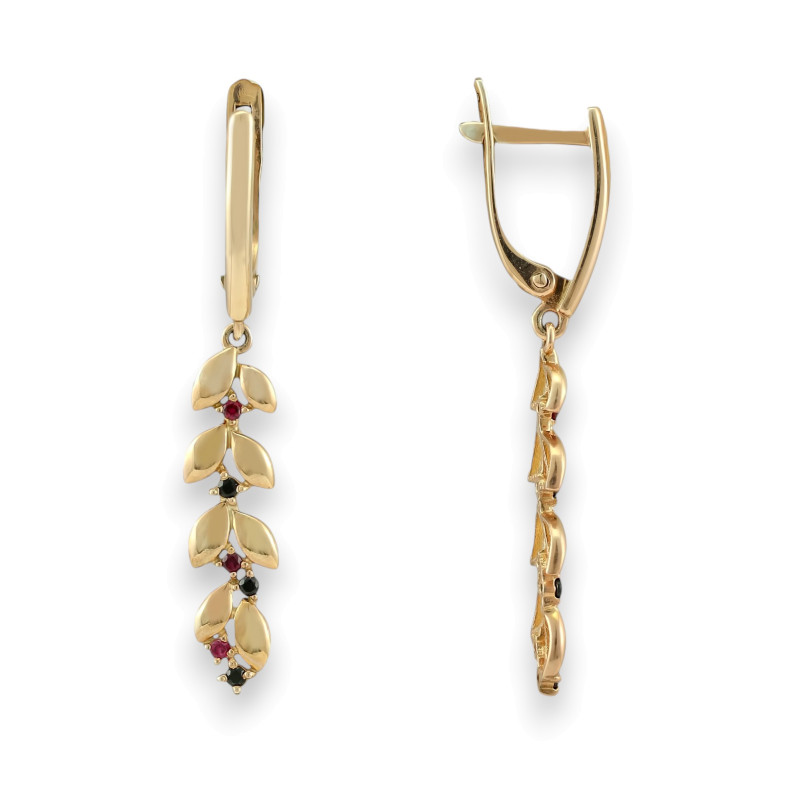 Серебряные серьги с рубином и шпинелью