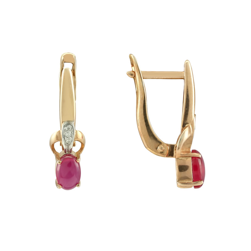 Серьги из серебра с рубинами и фианитами