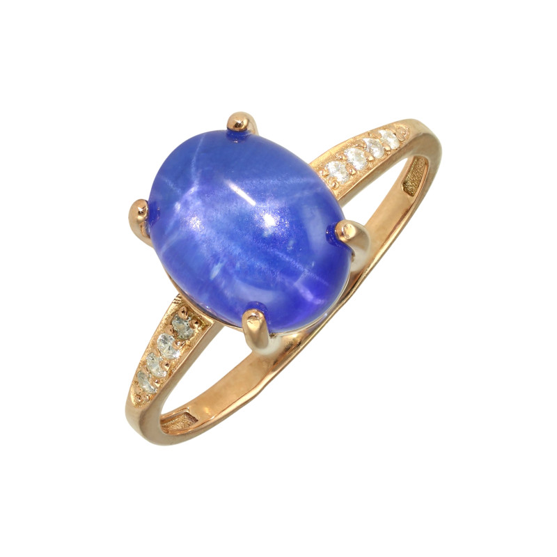 Кольцо из серебра с сапфиром и фианитами