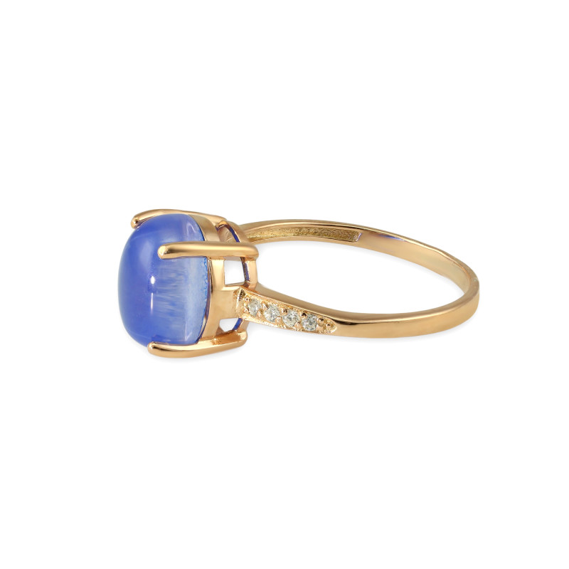 Кольцо из серебра с сапфиром и фианитами