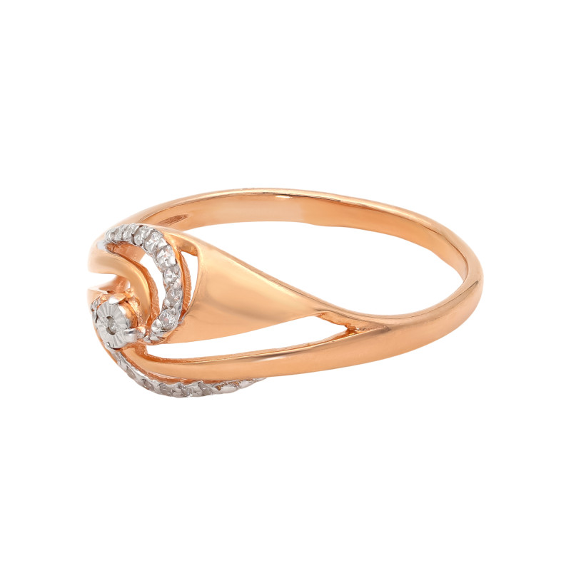 Позолоченное кольцо с бриллиантом и фианитами