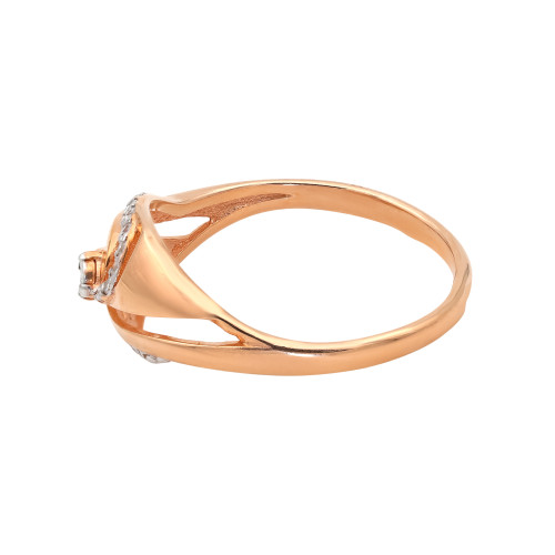 Позолоченное кольцо с бриллиантом и фианитами