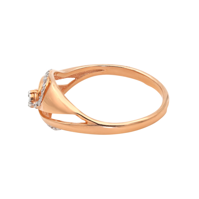 Позолоченное кольцо с бриллиантом и фианитами