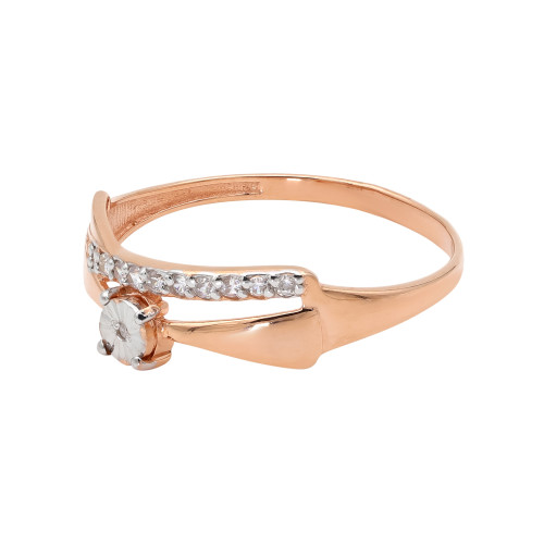 Позолоченное кольцо с бриллиантом и фианитами