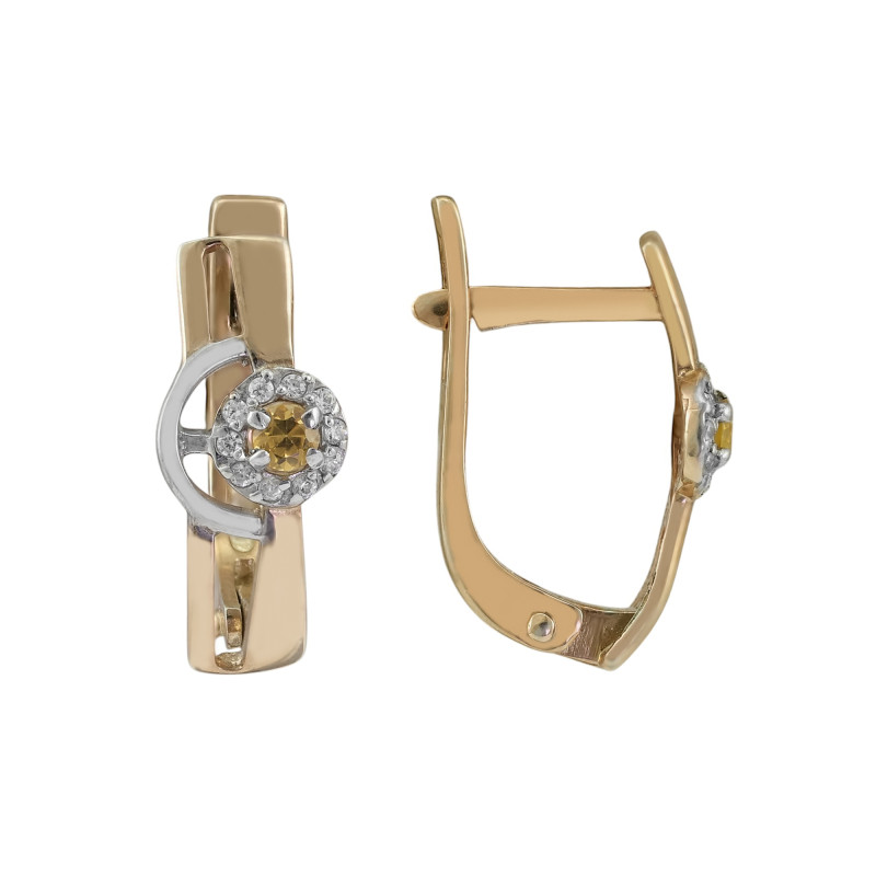 Серебряные серьги с сапфиром и фианитами