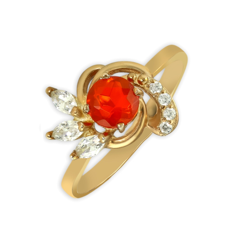 Кольцо из серебра с опалом и фианитами