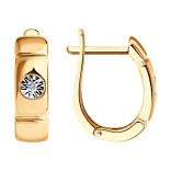 Серьги из серебра с бриллиантом и позолотой