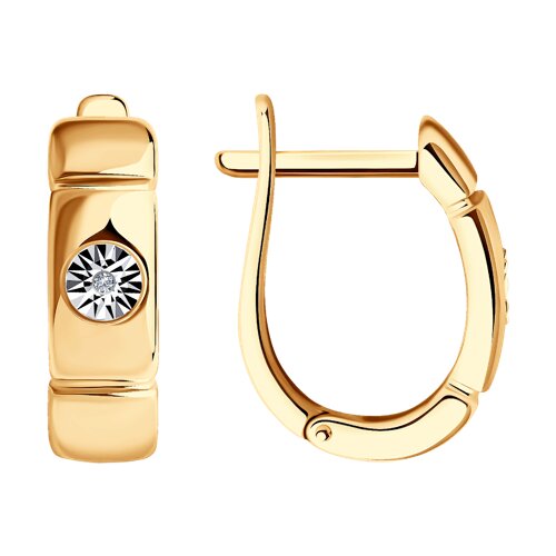 Серьги из серебра с бриллиантом и позолотой