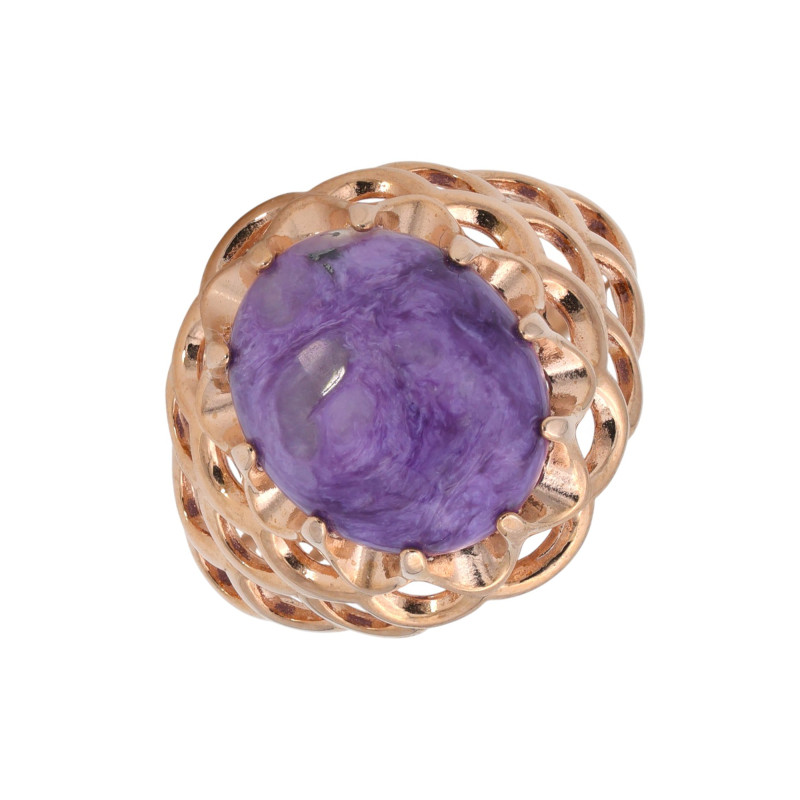 Кольцо из серебра с чароитом