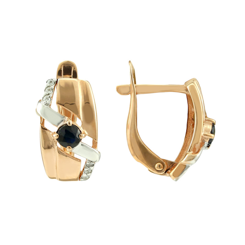 Позолоченные серьги из серебра с сапфиром