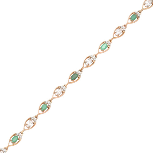 Браслет с бриллиантами, изумрудами и фианитами
