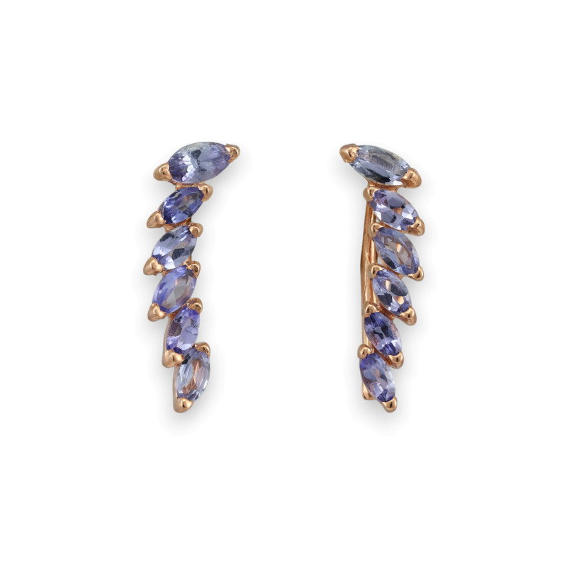 Серьги-каффы позолоченные с танзанитом