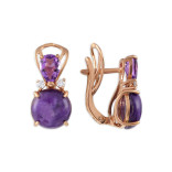 Серьги из серебра с аметистом и чароитом