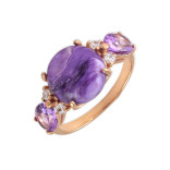 Серебряное кольцо с чароитом и аметистами