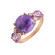 Серебряное кольцо с чароитом и аметистами