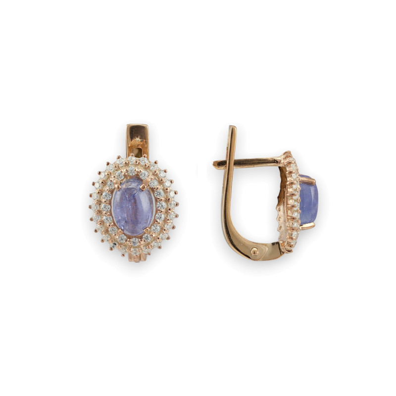 Серьги из серебра с натуральным танзанитом