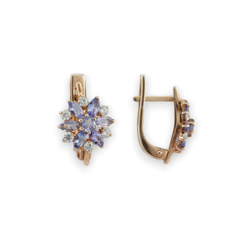 Серьги из серебра с танзанитами