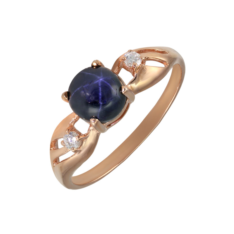 Кольцо из серебра с сапфиром и бриллиантами