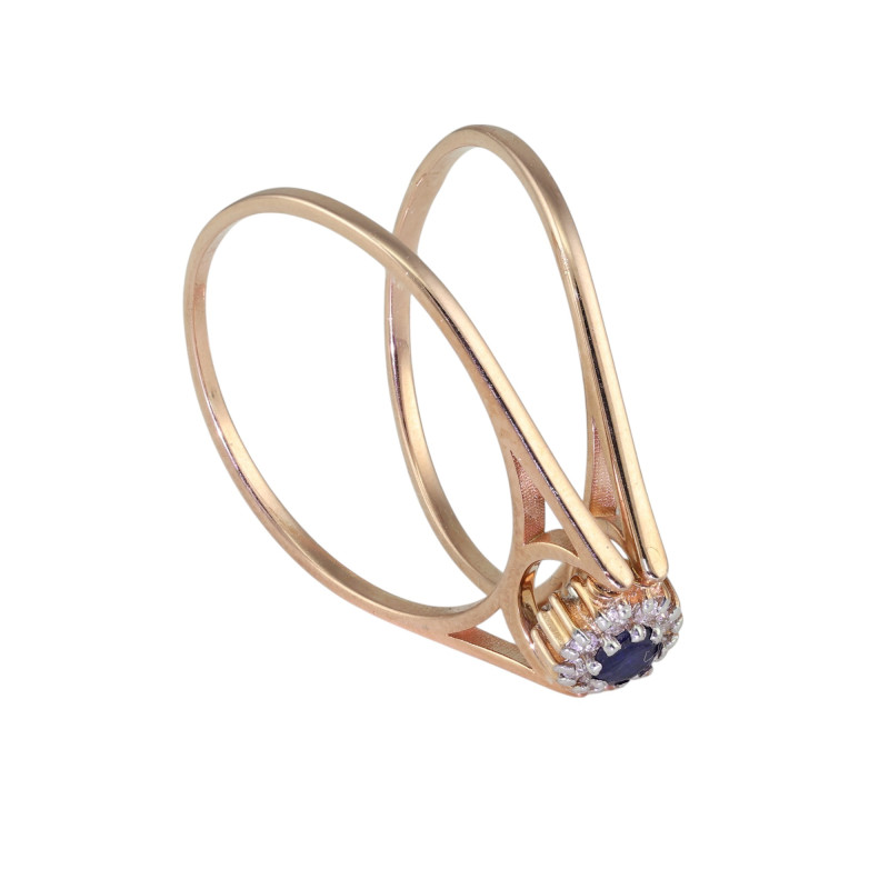 Кольцо из серебра с сапфиром и бриллиантом