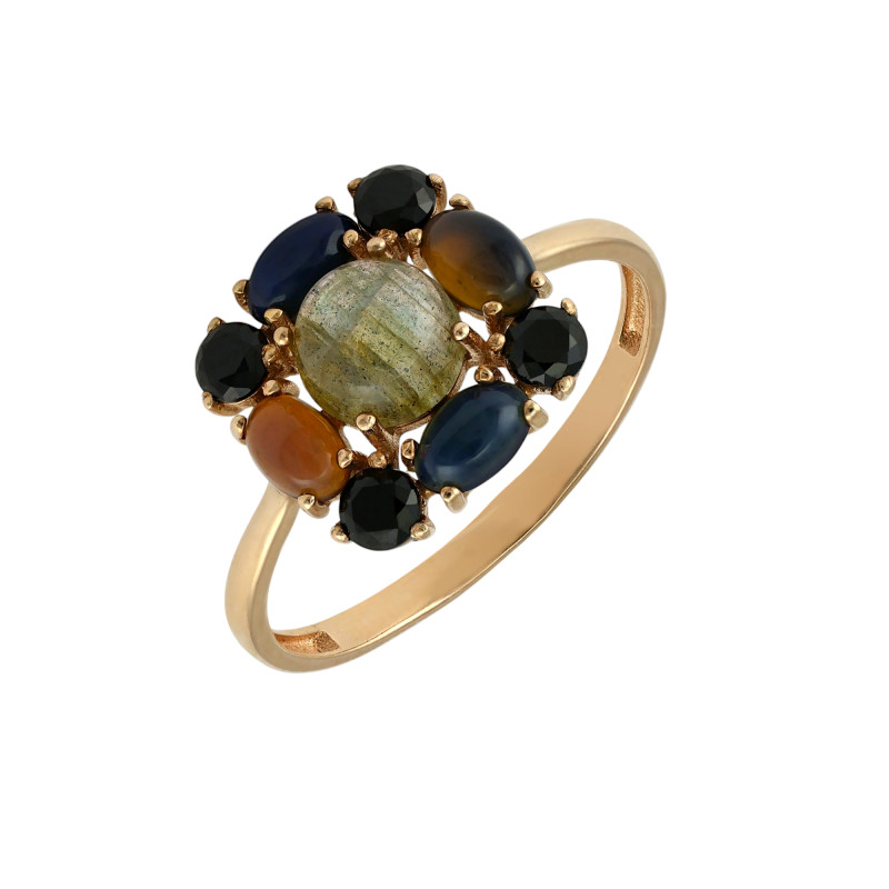 Серьги с турмалином, опалом и лабрадоритом