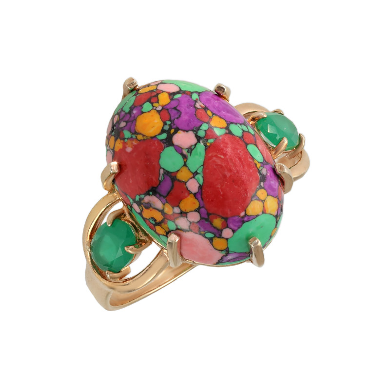 Серебряное кольцо с ониксом и агатами