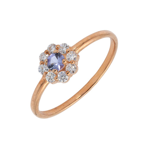 Серебряное кольцо с муассанитом и танзанитом