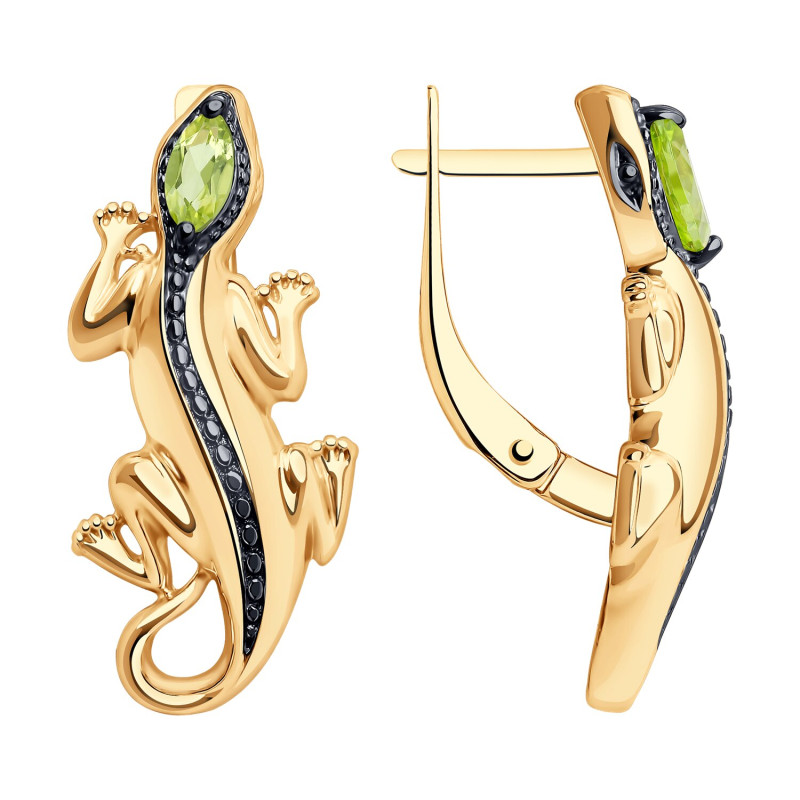 Серьги серебряные с хризолитом