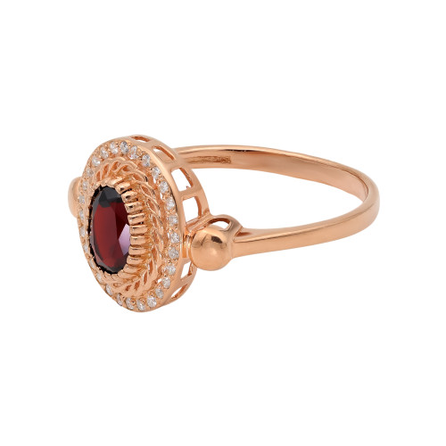 Позолоченное кольцо с гранатом и фианиатами