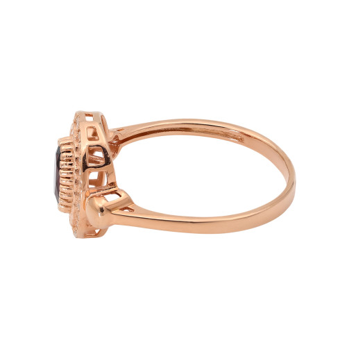 Позолоченное кольцо с гранатом и фианиатами