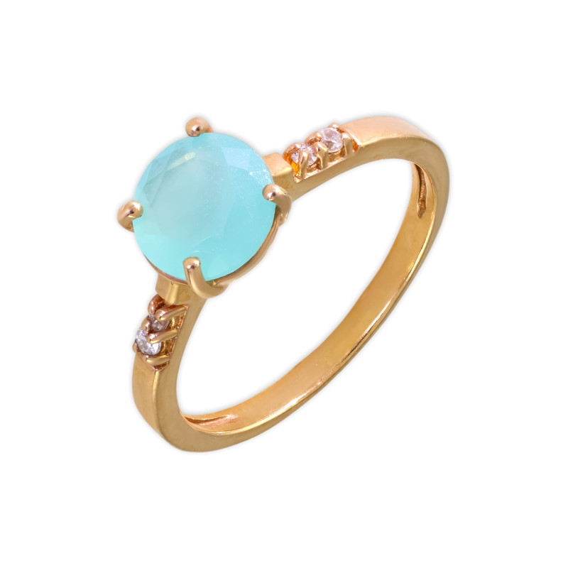 Кольцо из серебра с халцедоном и фианитами