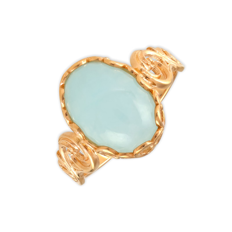 Серебряное кольцо с аквамарином и позолотой