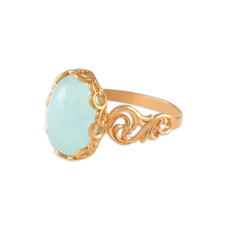 Серебряное кольцо с аквамарином и позолотой