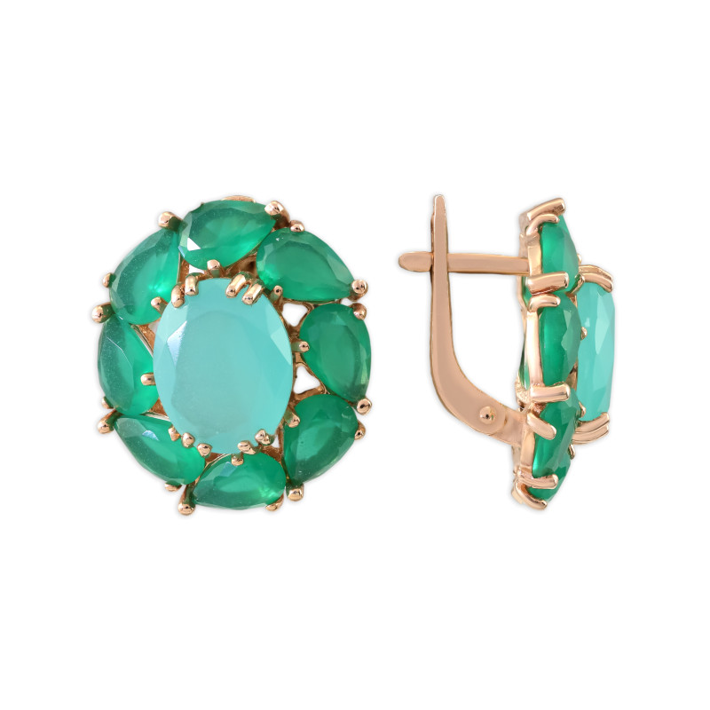 Серебряные серьги с халцедоном и агатами