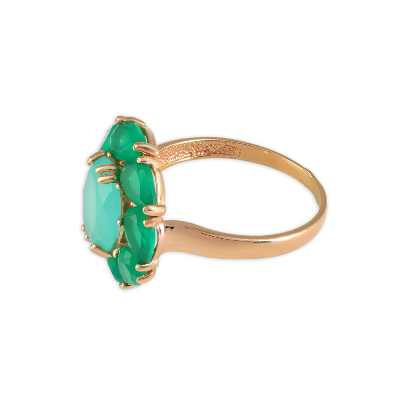 Серебряное кольцо с халцедоном и агатами