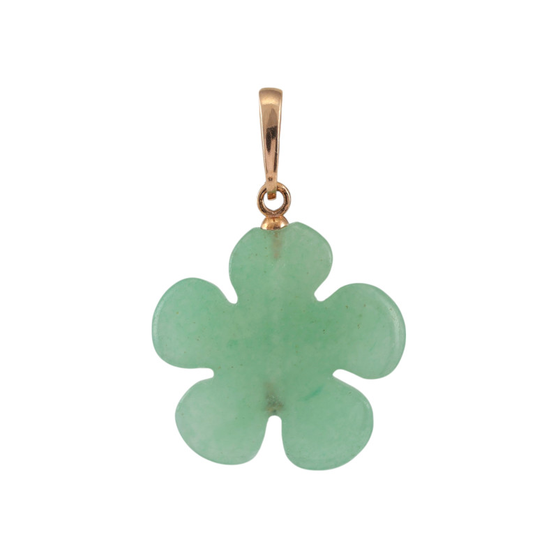 Серебряная подвеска с нефритом "Цветок"