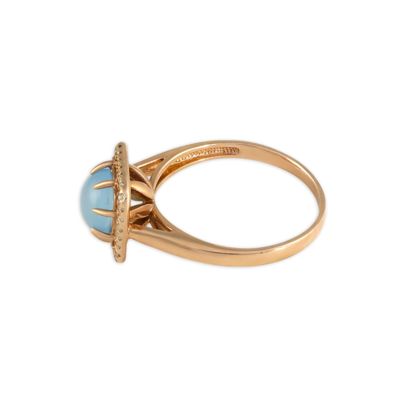 Кольцо из серебра с фианитами и халцедоном