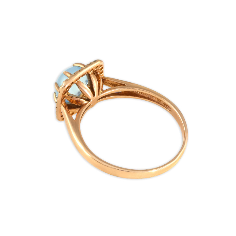 Кольцо из серебра с фианитами и халцедоном