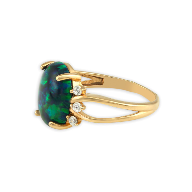 Серебряное кольцо с опалом и фианитами