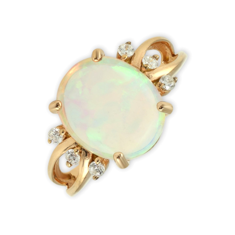 Кольцо из серебра с опалом и фианитами