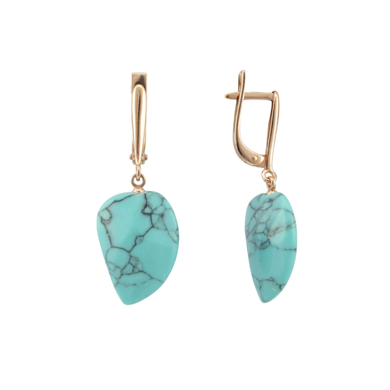 Серьги позолоченные с бирюзой