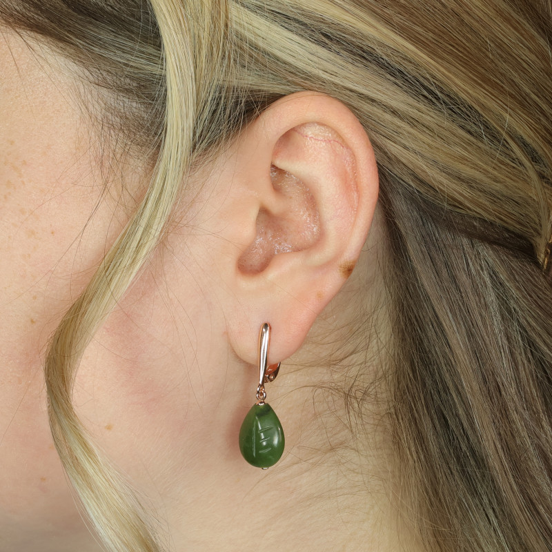 Серьги серебряные с байкальским нефритом