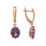 Серьги позолоченные с выращенным александритом