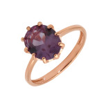 Кольцо позолоченное с выращенным александритом