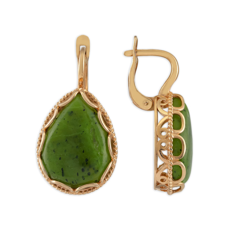 Серебряные серьги с байкальским нефритом