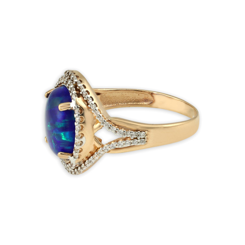 Кольцо из серебра с опалом и фианитами