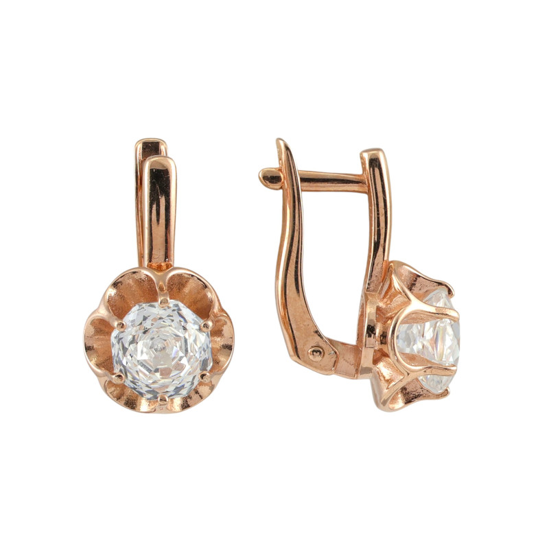 Позолоченные серьги с синтетическими бриллиантами