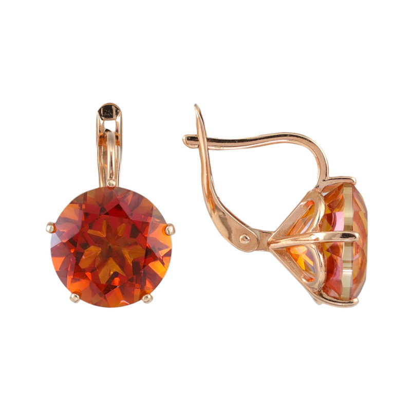 Серьги из серебра с горным хрусталём и позолотой